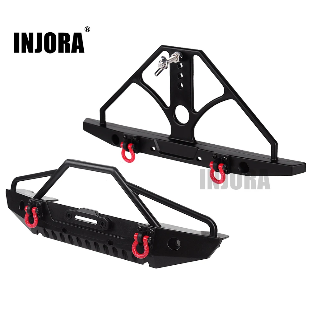 Front and Rear Injora RC автомобильный пластиковый бампер с металлическим буксировочным крюком для 1/10 RC Гусеничный SCX10 и SCX10 II 90046 - Цвет: Front and Rear