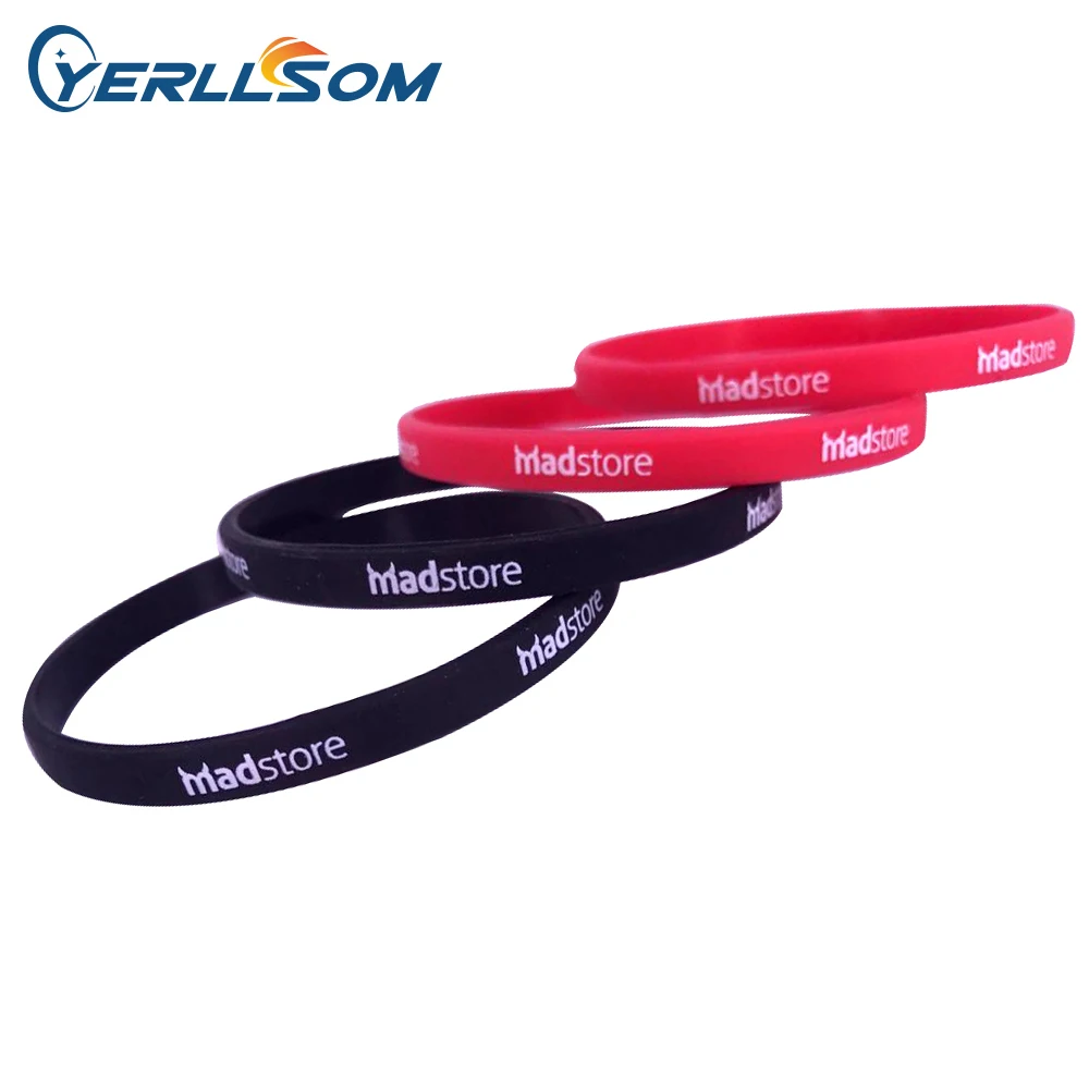 

YERLLSOM 100pcs/Lot High Quality Wholesale Custom Bulk Cheap 6MM Silicone Wirstbands printed text for events YS19091701