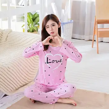 

Autumn Casual Women's Pajamas Sleepwear Suit Long Sleeve Pijama Size Large Hombre Homewear Pijama Mujer Q5G7
