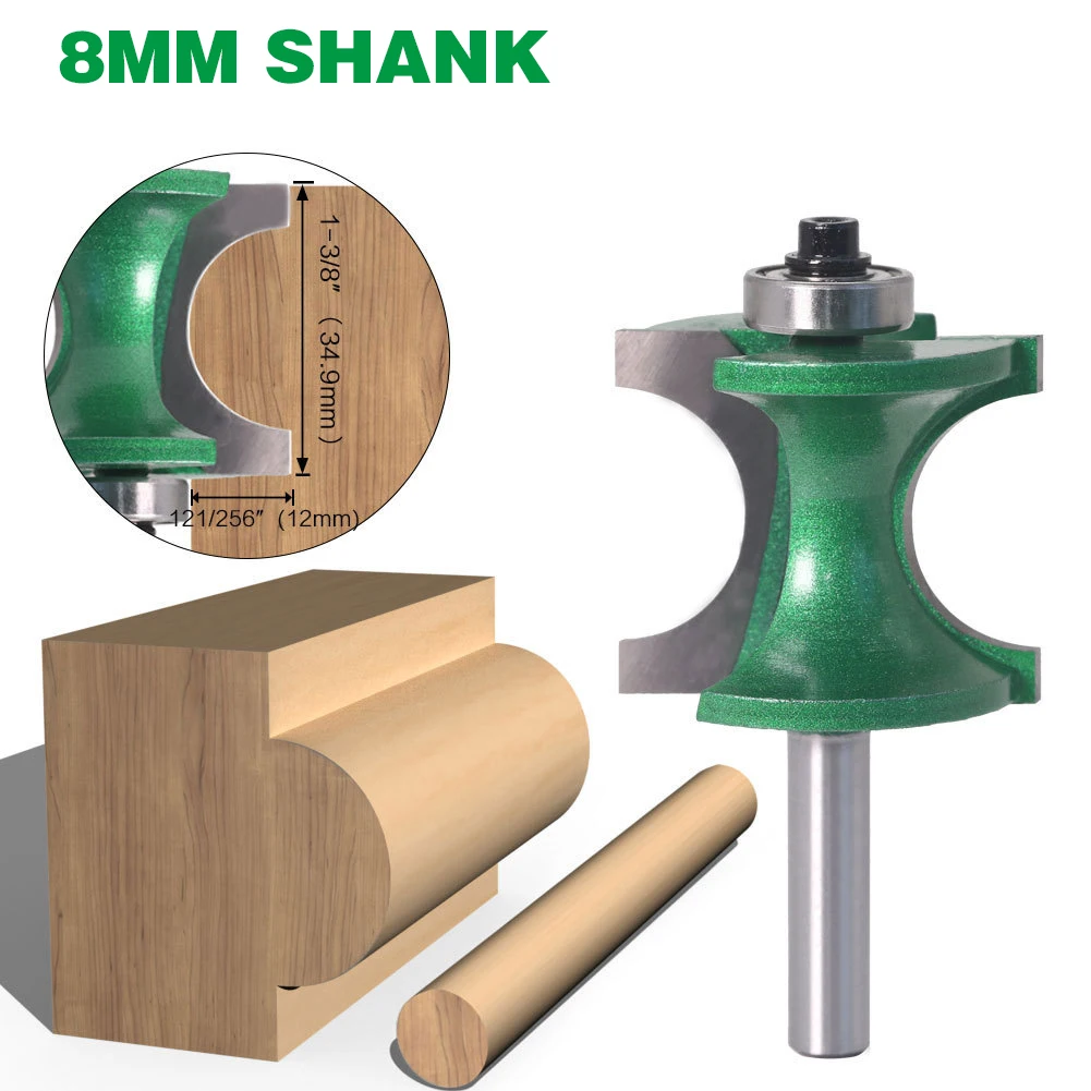 

1PC 8MM Shank Milling Cutter Wood Carving Bullnose Half Round Bit Endmill Router Bits Wood 2 Flute Bearing Woodworking Tools