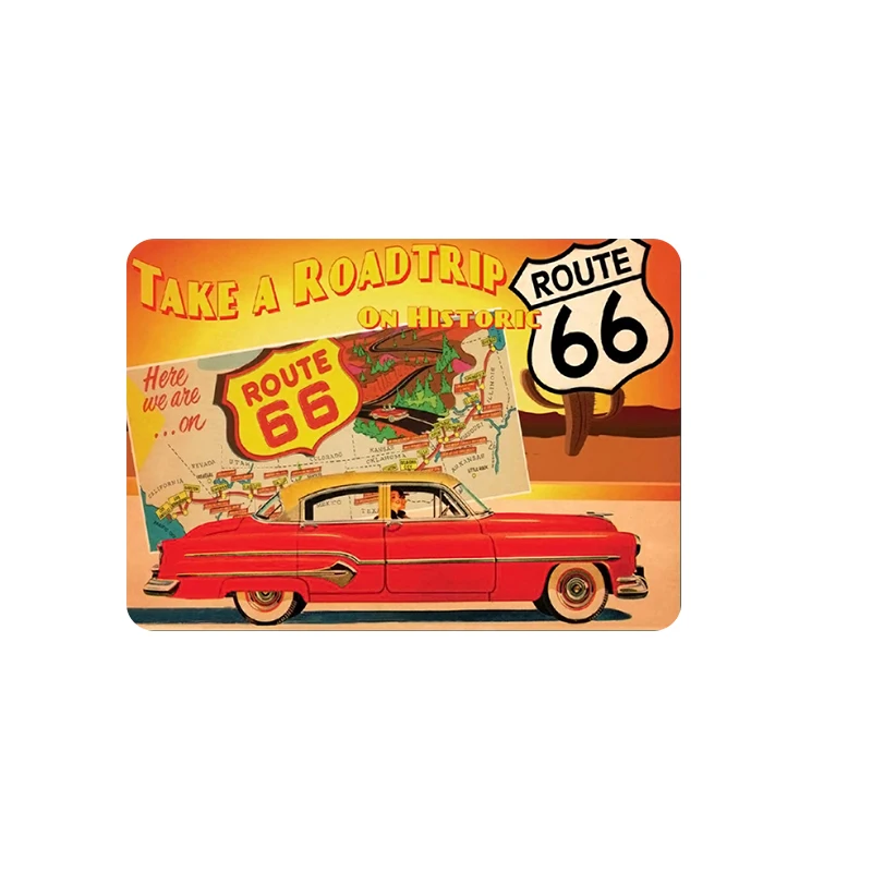 Тёмно-синий Route 66 металлическая жестяная вывеска Ретро плакат Декор Наклейка металлическая стена ремесло табличка Targhe In Metallo - Цвет: Тёмно-синий