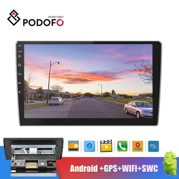 

Podofo 2 Din Car Radio GPS Android Navigation Autoradio Stereo 10.1''HD 2.5D Tempered Glass Mirror Bluetooth WIFI FM Audio Radio