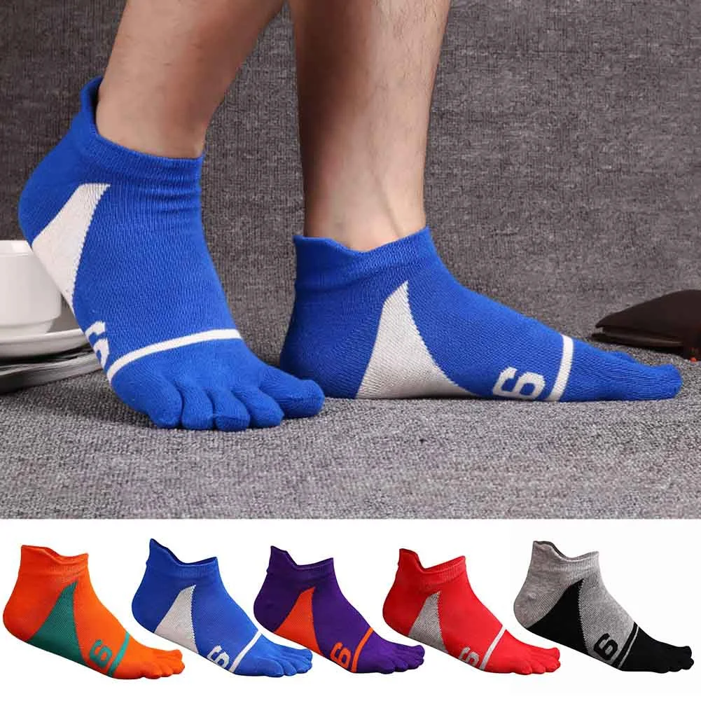 5 Pairs Men's Cotton Five-finger Sports Socks Women Sweat-absorbent Breathable Split Toe Socks Running Hiking Outdoor