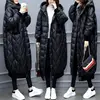 Extra Long Section Glossy Down Cotton Coat 2022 New Large Size Parka Mujer Loose Black Cotton Jacket Lady Winter Overcoat f2517 ► Photo 3/6