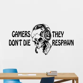 

Skull Gamer Decal Video Game Controller Sticker Play Decal Gaming Posters Gamer Vinyl Decals Decor Mural Video Game Wall Sticker