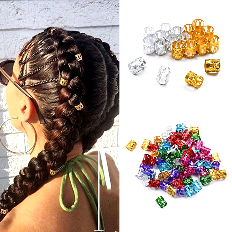 Accesorios de decoración de joyas, de Metal para el pelo africano, rastas, cuentas, rastas, adorno para el 50 200 unids/bolsa|Trenzadoras| - AliExpress