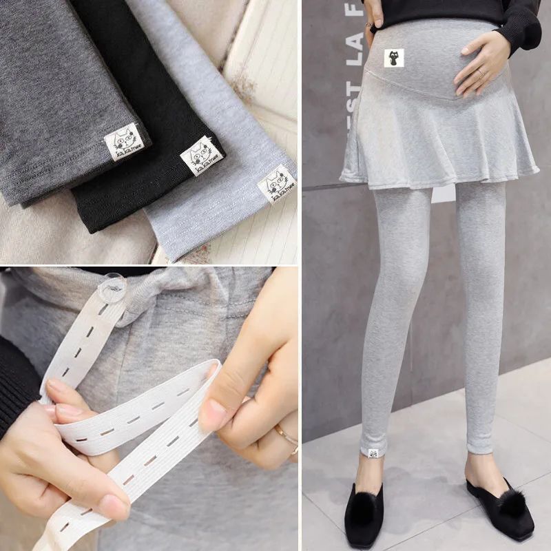 

Maternity Pants Autumn 2019 New Style Fashion Loose Pregnancy Outer Wear Safety Shorts Fake Two-Piece Gray Casual Trousers