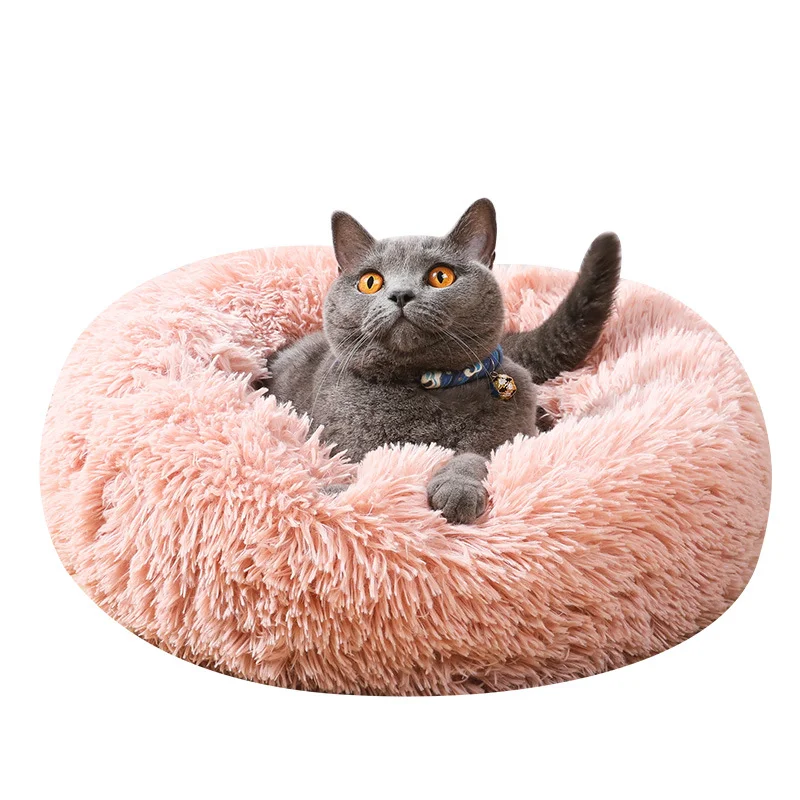 Dounts Dog Bed Basket Calming Bed Hondenmand Pet Kennel Cats House Shag Vegan Fur Donut Cuddler Cat Bed for Small Large Dogs