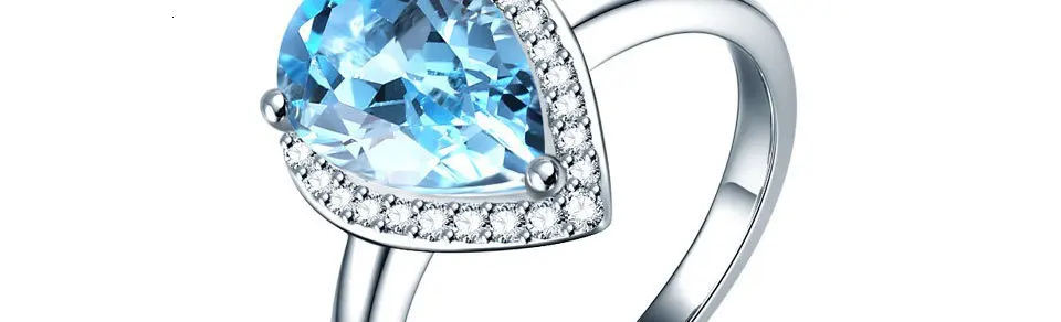 WEGARASTI, серебро 925, Ювелирное кольцо для женщин, аквамарин, капля воды, Трендовое, классическое, 925 пробы, серебряное кольцо, ювелирное изделие, для свадьбы, помолвки