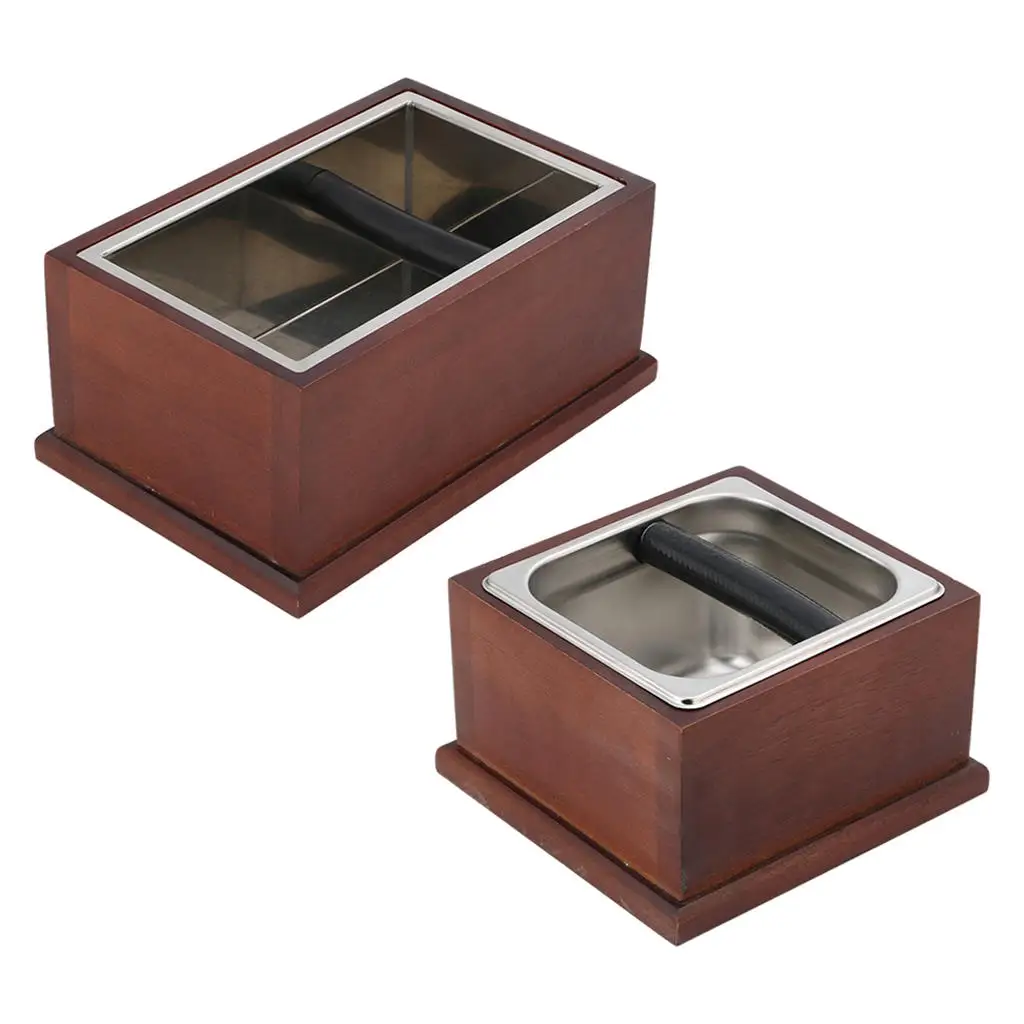 EspressoKnockBoxWoodenBaseBuiltInContainerCoffeeDumpBin