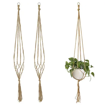 

6 sizes Jute DIY Macrame Flower Pot Hanging Basket Knotted Rope Flowerpot Net Bag For Door Balcony Courtyard Garden Home Decor