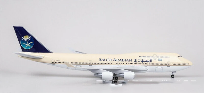 1/150 Смола Саудовской Аравии модель самолета Boeing B747-400 47 см светодиодный свет Passanger самолет W свет и колеса литой под давлением пластиковый самолет