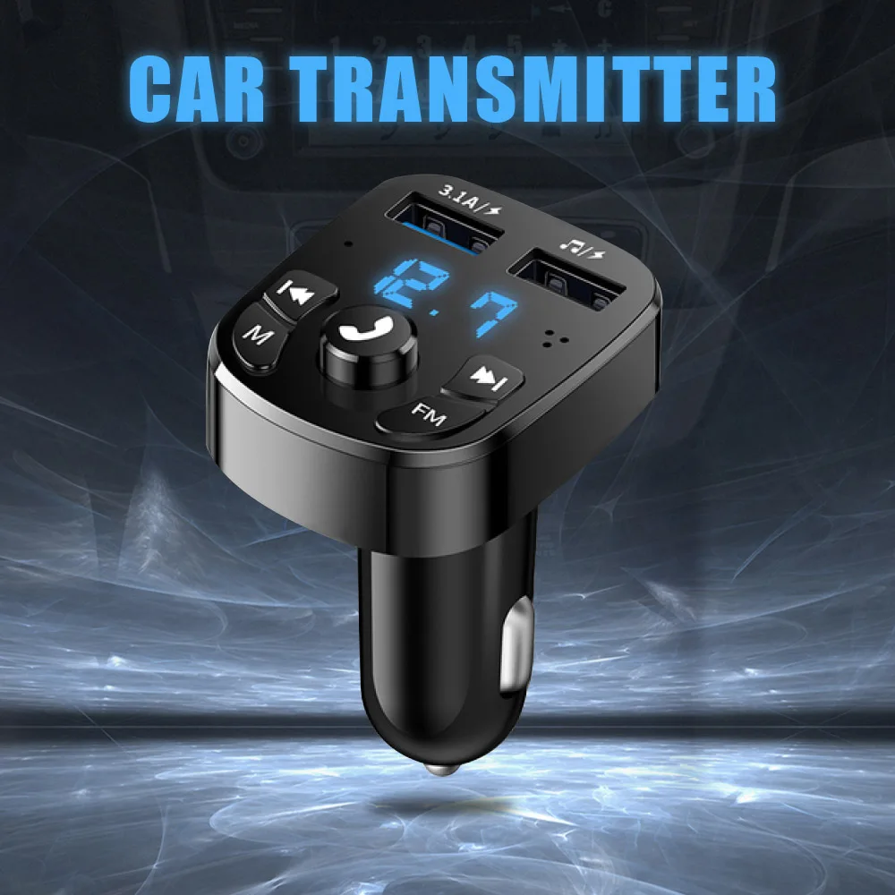 С fm-передатчиком автомобильным плеером двойным USB-вольтметром QC3.0 быстрой