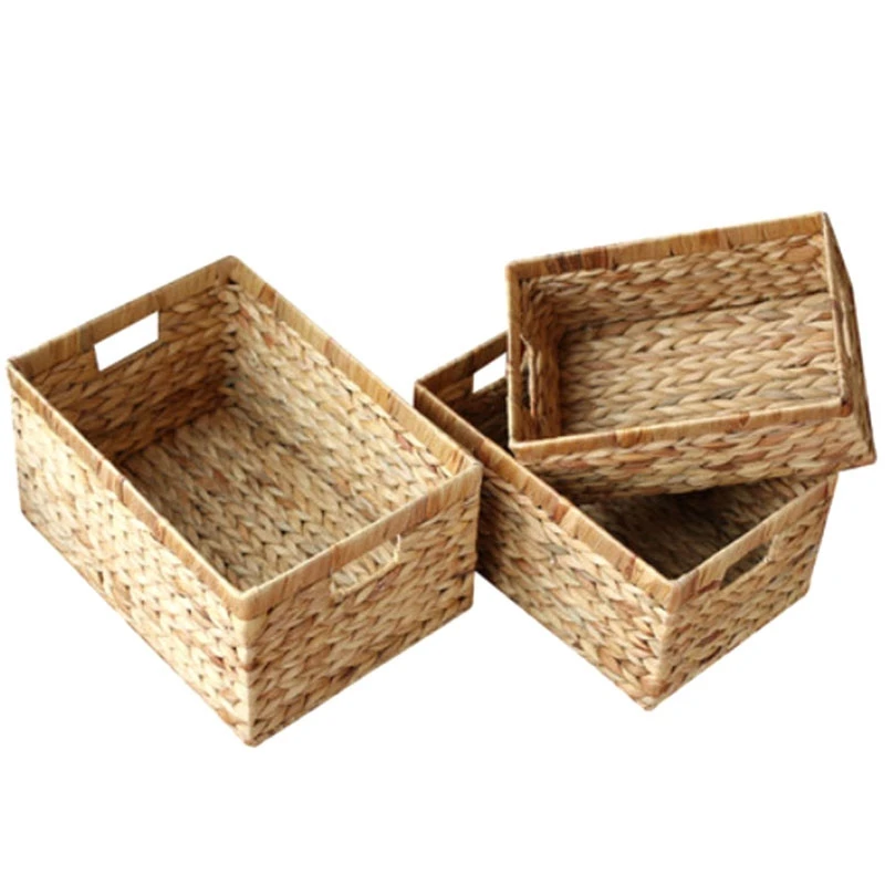 3Pcs Golden Willow Storage Basket Rattan Storage Basket Storage Box Straw Without Cover Box Storage Box Gourd Weaving