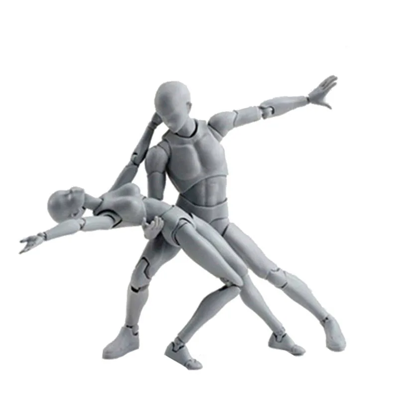 

High Quality SHF BODY KUN / BODY CHAN Body-Chan Body-Kun Grey Color Ver. Black PVC Action Figure Collectible Model Toy 14CM
