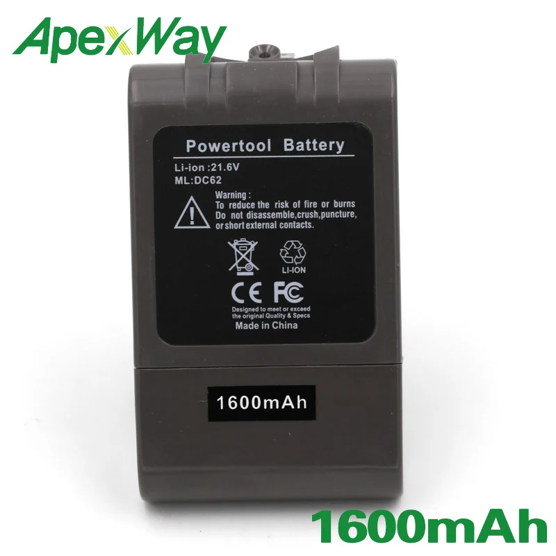 ApexWay 21,6 V 1600 мА/ч, литий-ионный аккумулятор Батарея для Dyson V6 DC61 DC62 DC72 DC58 DC59 DC72 DC74 965874-02 SV09 SV07 SV03 SV04 SV06