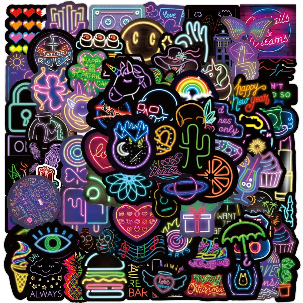 10/30/50/100PCS Cool Neon Stickers Bicycle Phone Guitar Bumper Skateboard Backpack JDM Graffiti Waterproof Sticker Kids Toys | Игрушки и