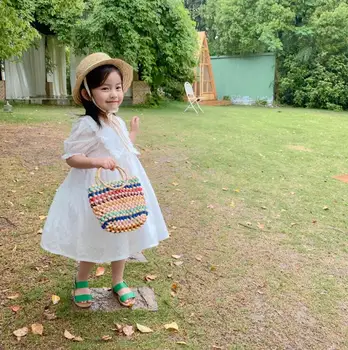 

2020 new girls ruffles dress summer cotton mesh fashion girls dresses 2-7 years HV443