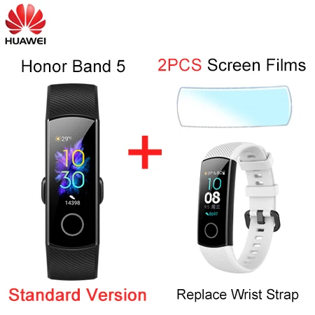 Фитнес-браслет huawei Honor Band 5, Оксиметр, волшебный цветной экран, для плавания, осанки, для обнаружения пульса, сна, оснастка Honor Band 4 - Цвет: Band 5 Add StrapFilm