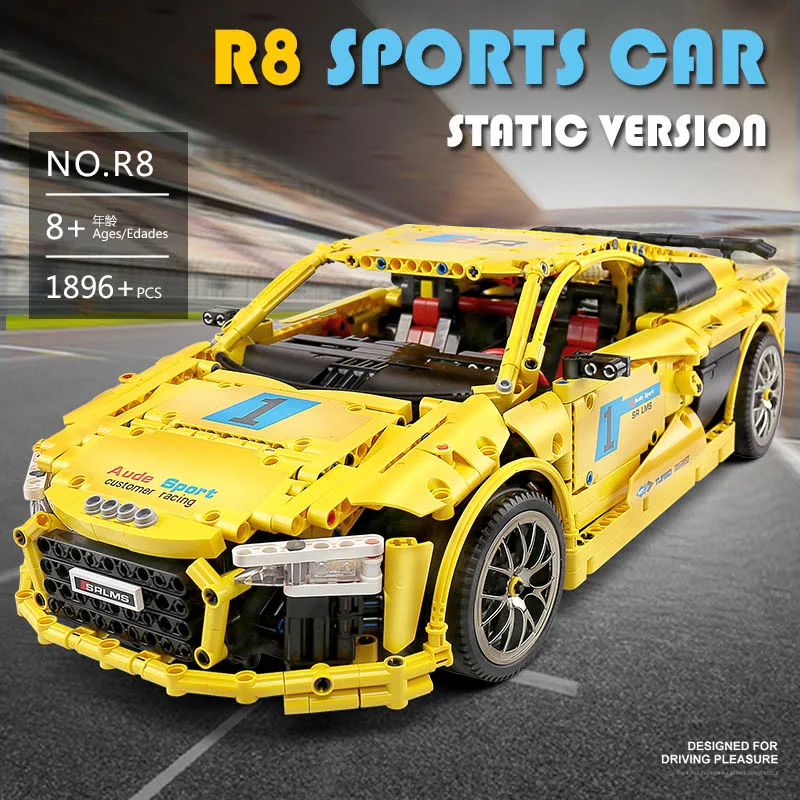 1:8 Technic автомобильные игрушки совместимые с MOC 4463 R8 V10 скоростной автомобиль в