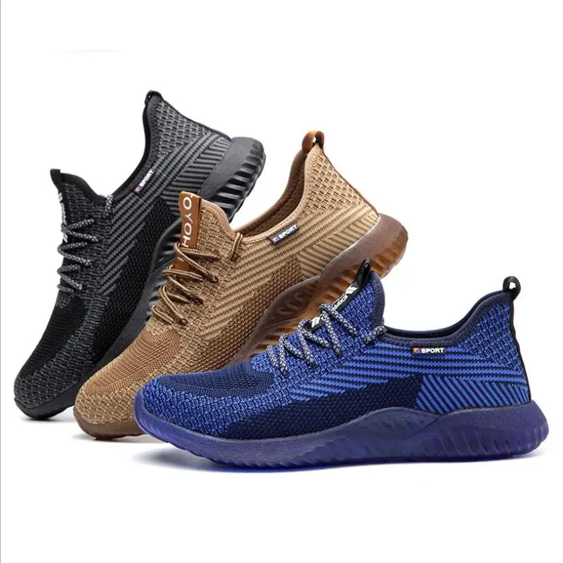 JX780 men Safety Shoes Breathable flying woven Anti-smashing steel toe caps Anti-piercing mens work Shoes zapatos de hombre