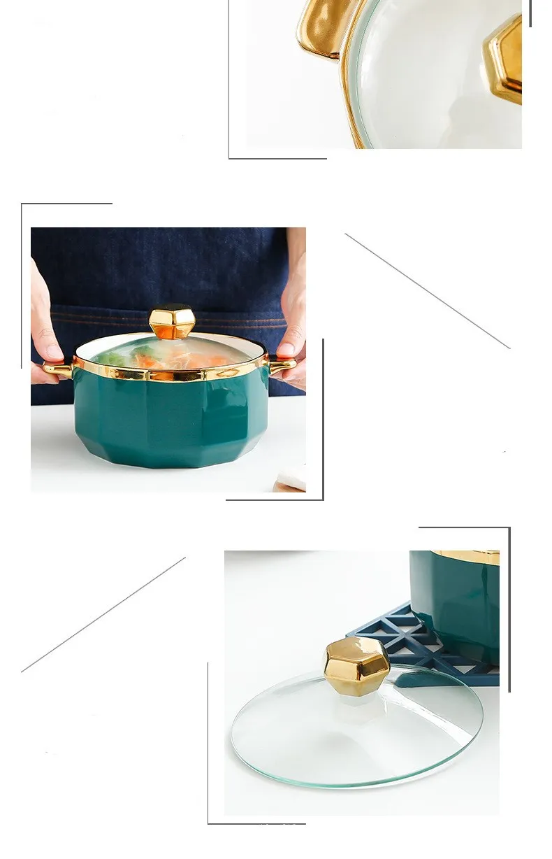 Gold Inray Instant Noodle Bowl Ceramic Nordic Eramic Ramen Bowl Large Soup Bowl Noodle Bowl Household Beef Noodle Bowl with Lid