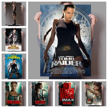 

Classic action-adventure movie Lara Croft: Tomb Raider family wall art deco poster Angelina Jolie starring Canvas material o69