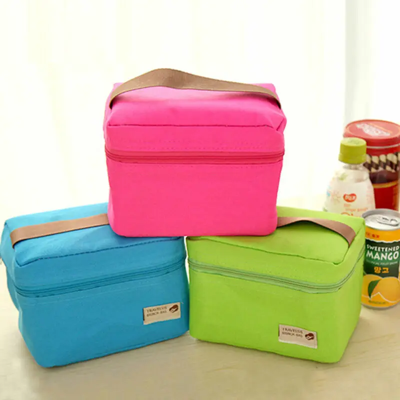 

New trendy Portable Thermal Travel Picnic Lunch Box Storage Bag Waterproof Picnic Carry Tote Lunchbags Green Blue Gray Rose Red