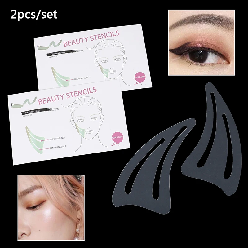 

2pcs/set Eyebrows Template Card Eye Shadow Makeup Tool Eyeliner Stencils Winged Eyeliner Stencil Models Template Shaping Tools
