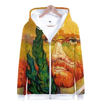 

2020 new Vincent Willem van Gogh Casual Long Sleeve Zipper Hoodies Sweatshirt Women Casual Clothes Hip Kawaii Plus Size tops