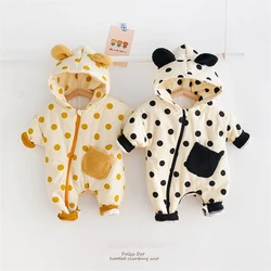 Children Rompers Dot Hooded Full Sleeves Girl Jumpsuits for Kids Clothing