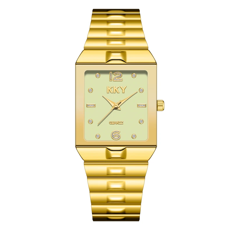 Original KKY Brand Luxury Creative New Gold Couple Watches WomenMen Watch Quartz Wristwatches Waterproof Clock Montre Femme 2022 