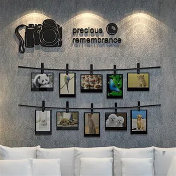 

Personality Photo Frame Wall Stickers Home Decor 3D Living Room Decals Bedroom Family Remembrance Stickers Black Camera Murals