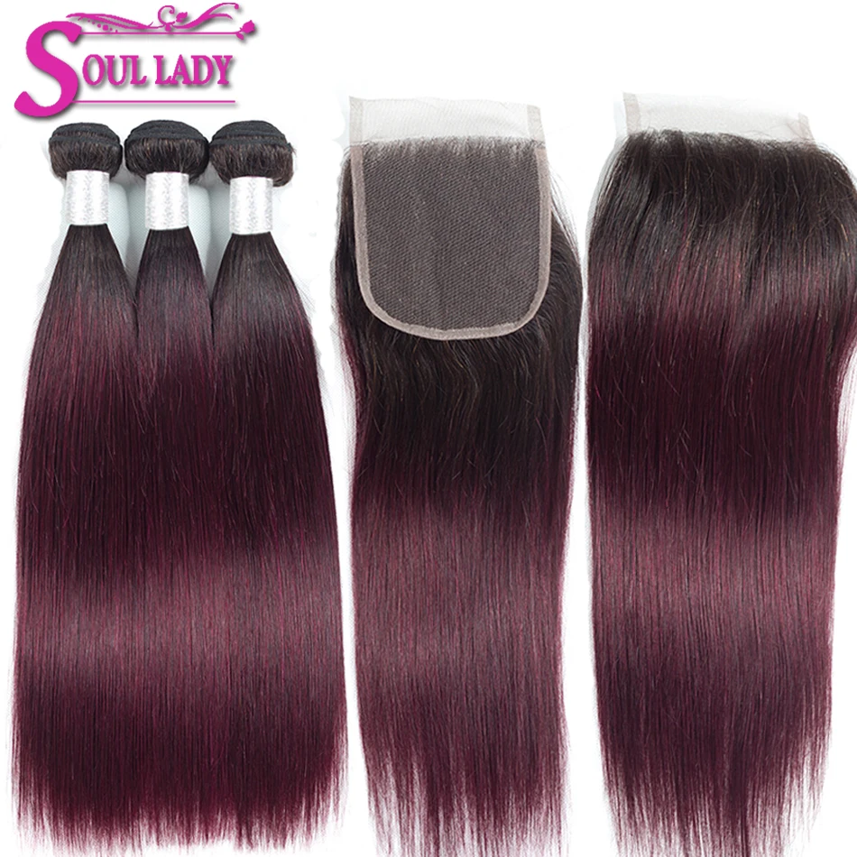 Soul Lady Hair 1B 99J пучки волос от светлого до темного цвета с закрытием цветные