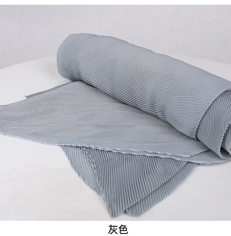 Miyake шаль со складками для женщин весна лето осень зима мода дикий супер длинный сплошной цвет двусторонний шарф - Цвет: Серый
