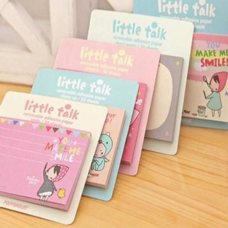 

4 Pcs Cartoon Memo Pad and Sticky Notes Little Talk Red Hat Removable Adhesive Paper Papelaria Material School Supplie