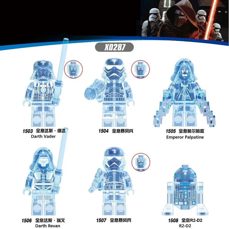 

Building Blocks headz Wars Darth Vader Imperial Emperor Palpatine Darth Revan R2-D2 Learning Figures Bricks For Kids Toys X0287