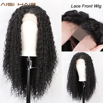 

AISI HAIR Long Black Curly Lace Wigs with Baby Hair for Women Loose Hair Synthetic Lace Front Wig Heat Resistant Fiber Wig