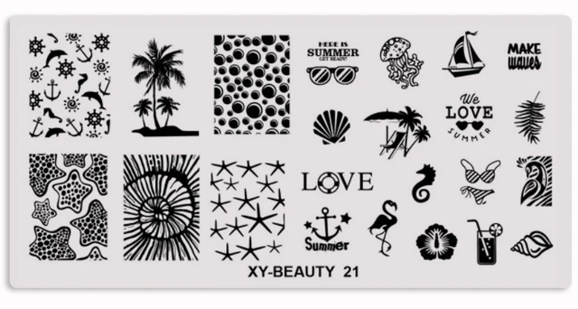 1 Pcs Mixed Design Line Animals Stainless Steel Nail Stamping Plates Rectangular Image Template DIY Manicure Stencils Tools XY-BE 21