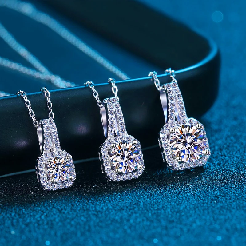 0.5-2CT Moissanite Pendant Necklace Sterling Silver D Color Ideal Cut Diamond Necklace for Women Anniversary Gift Fine Jewelry - Image 2