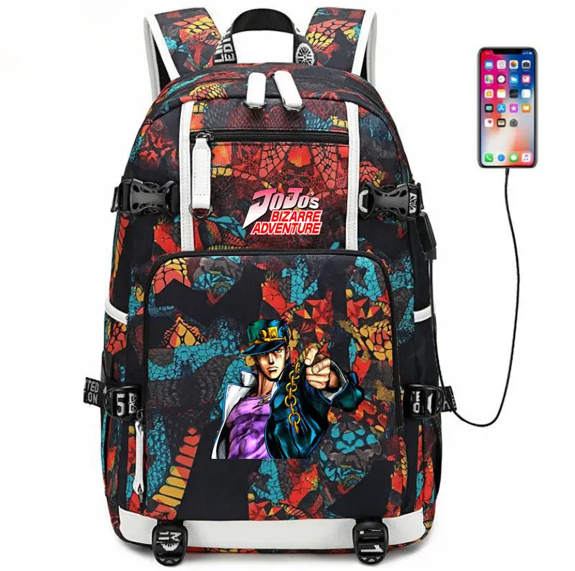 8 JoJos bizare Adventur Наплечная Сумка модная школьная сумка jorno зарядка через usb тканевый рюкзак для ноутбука рюкзак для путешествий для подростков - Цвет: 8