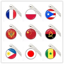 Collar con colgante de bandera nacional para mujer y niña, colgante de joyería con bandera nacional de Francia, Polonia, Puerto Rico, Albania, Senegal, filigrana, Japón