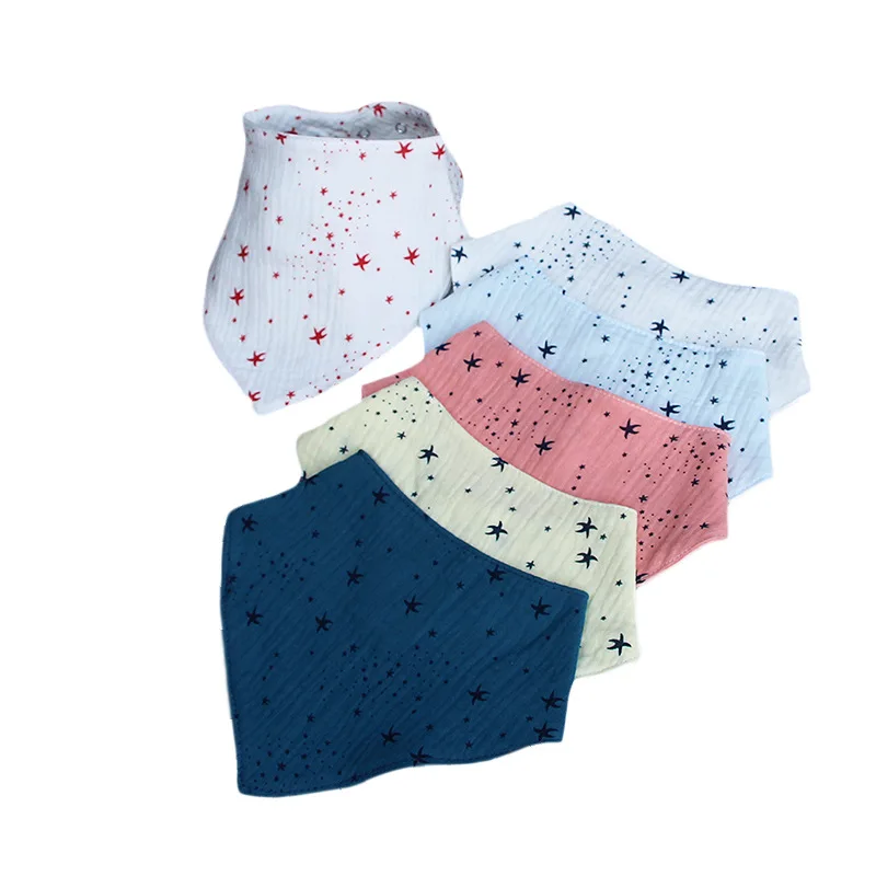 

Cotton crepe wicker muslin2 - layer gauze triangle towel baby drool towel