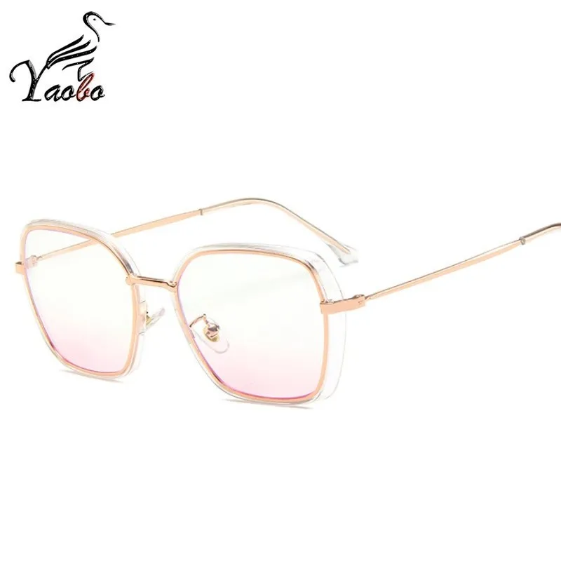 GRADIENT PINK Женские прозрачные квадратные очки сплав дужки Модные прозрачные оправы для очков для женщин оптика черные очки Роскошные очки - Цвет оправы: GRADIENT PINK