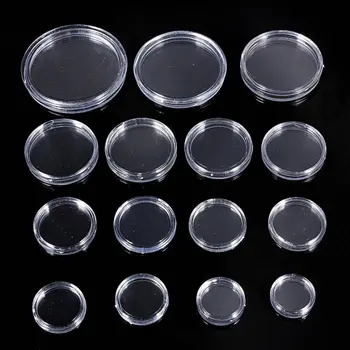 

10 pcs Small round transparent plastic coin capsules box 26mm