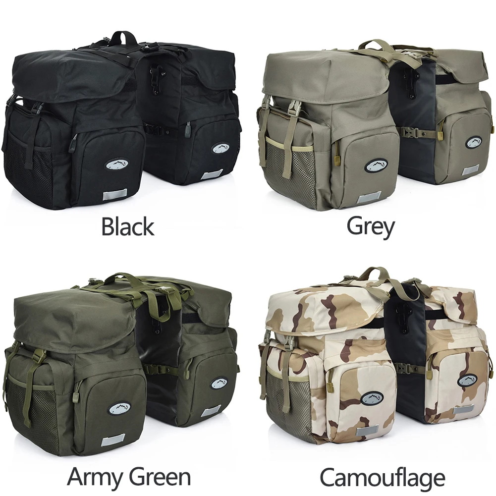 50L 2 In 1 Reflective Bicycle Bag Back Seat Bike Retro Large Capacity Cycling Storage Carrying Pannier Rear Rack Night Luggage