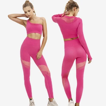 

2Pcs Sportswear Yoga Sets Petite Fitness Clothes Womens Gym Suits Leggings Pants With Bras Sportswear Mesh Peach trousers