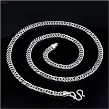 Новое модное ювелирное изделие 925 пробы Серебряное мужское ожерелье плоская и плоская боковая цепочка мужское тайское серебряное ожерелье для мужчин