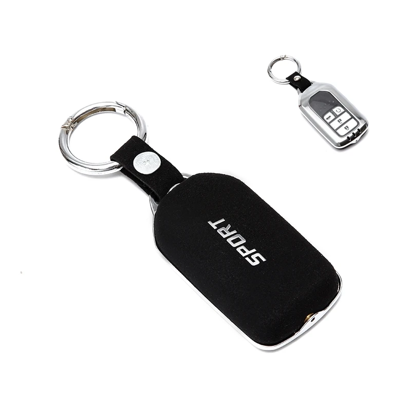 Автомобильный чехол из натуральной кожи для ключей для Honda CRV HRV Accord Civic Odyssey Inspire JADE Pilot Smart Key аксессуары - Название цвета: Черный