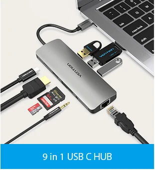 Vention USB C концентратор мульти все-в-1 тип-c к USB 3,0 HDMI VGA SD/TF карта PD RJ45 адаптер для MacBook Pro мульти 12 портов type c концентратор